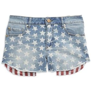 American Flag Fringe Denim shorts
